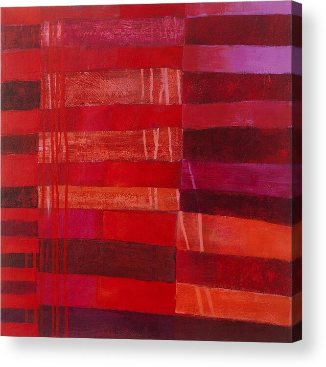 Abstract Art Acrylic Print featuring the painting Red Stripes 2 by Jane Davies