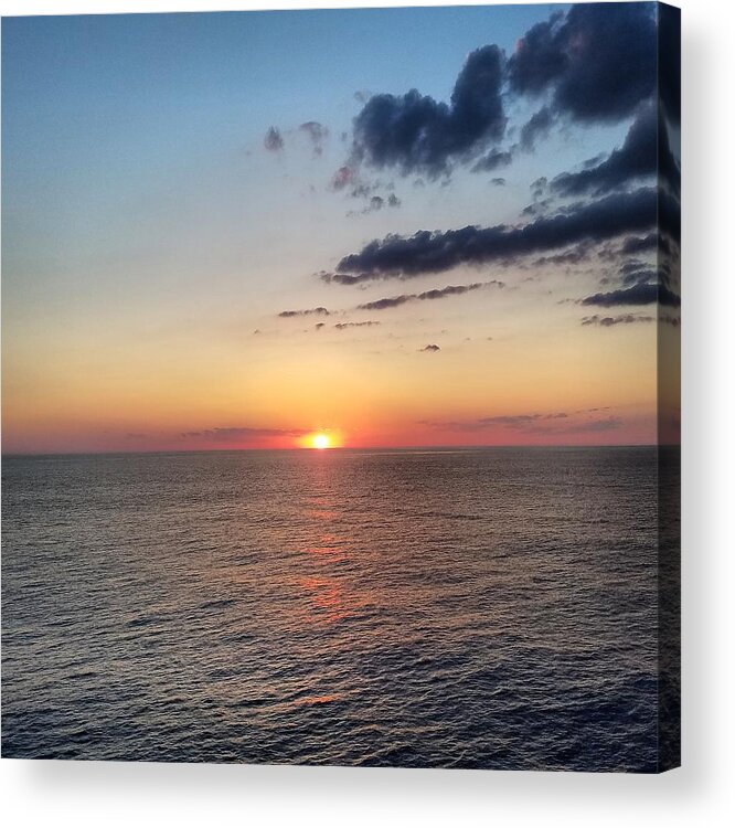 Sunset Acrylic Print featuring the photograph Red Sunset Over Ocean by Vic Ritchey