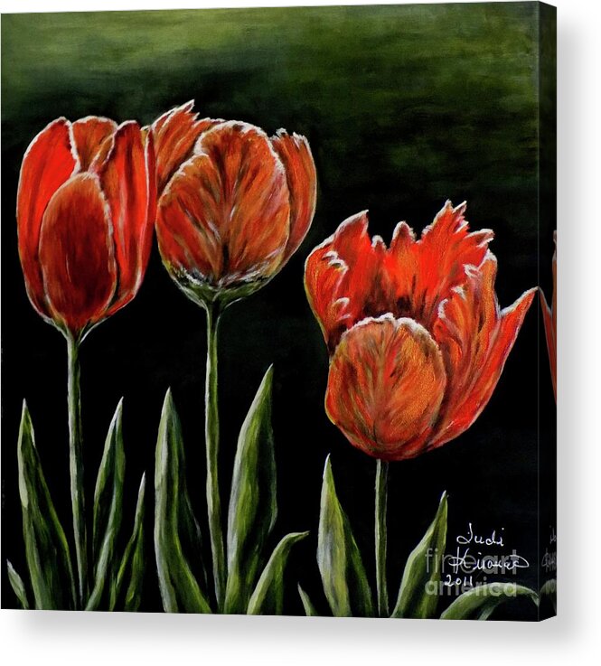 Red Flowers Acrylic Print featuring the photograph Red Tulips by Judy Kirouac