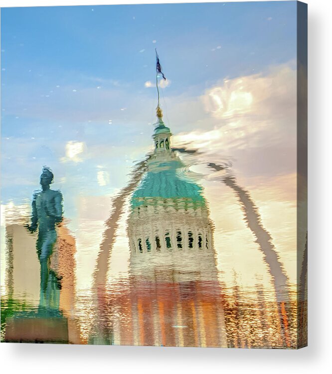 Best Of St Louis Acrylic Print featuring the photograph Reflecting the Lou - Square Photography by Gregory Ballos