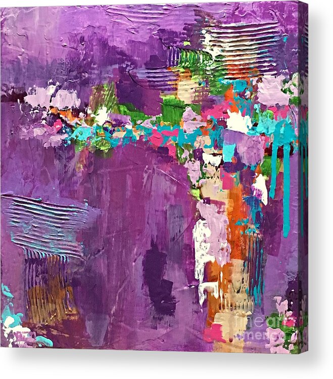 Purple Acrylic Print featuring the painting Release by Mary Mirabal