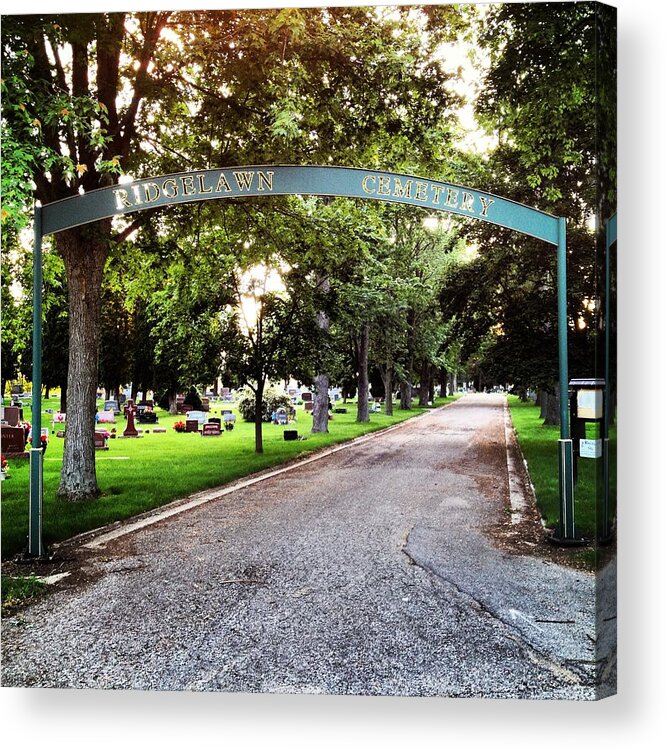 Breckenridge Acrylic Print featuring the photograph Ridgelawn Cemetery Entrance by Chris Brown