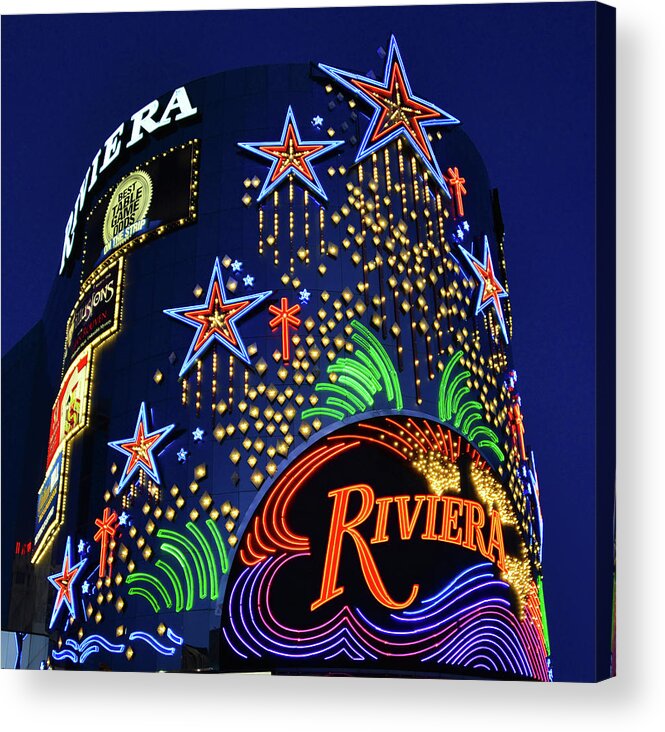 Riviera Las Vegas Nevada Acrylic Print featuring the photograph Riviera sign Las Vegas by David Lee Thompson