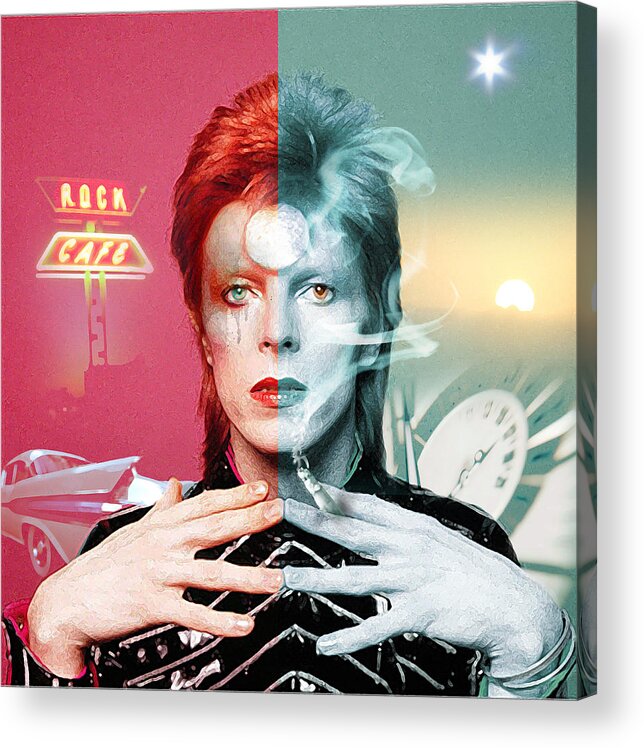 David Bowie Acrylic Print featuring the digital art Rock and Roll Suicide by Mal Bray