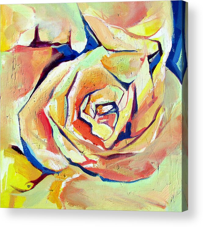 Florals Acrylic Print featuring the painting Rose Sun by John Gholson