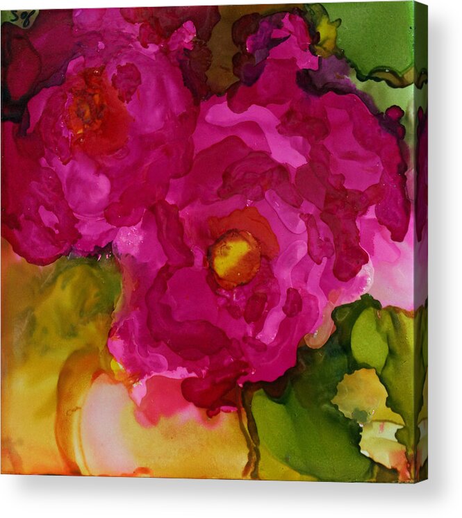 Roses Acrylic Print featuring the painting Rose to the Occation by Jo Smoley