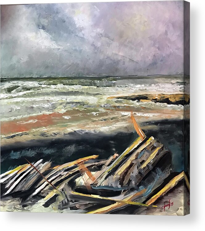 Theartistjosef Acrylic Print featuring the painting Rehoboth Nor'easter by Josef Kelly