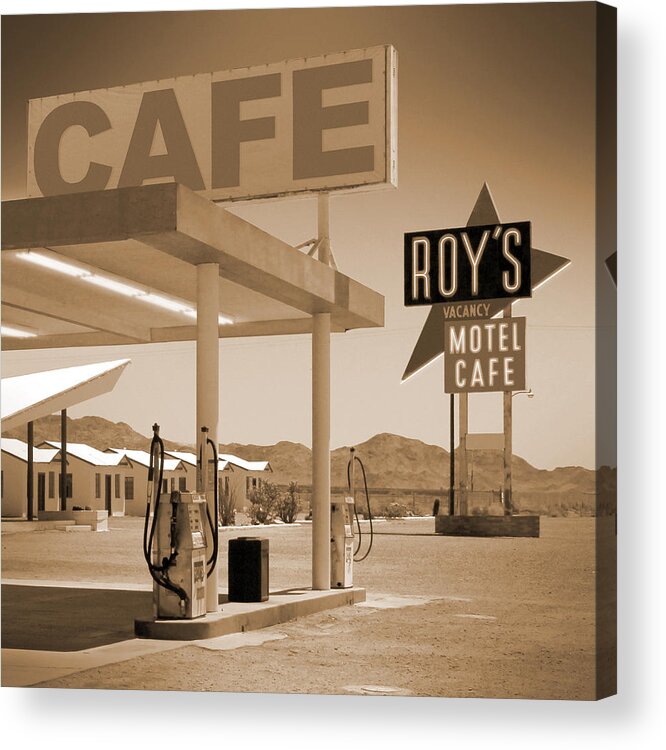 Roy's Motel Acrylic Print featuring the photograph Route 66 - Roy's Motel by Mike McGlothlen