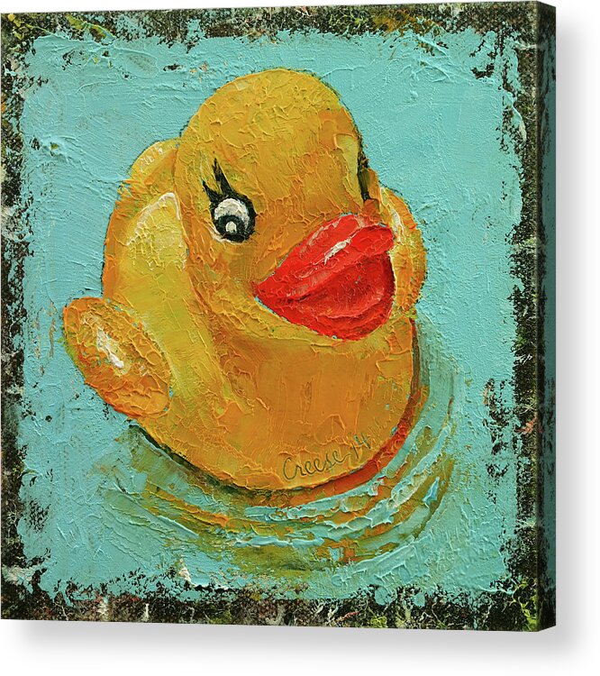 Michael Creese Acrylic Print featuring the painting Rubber Duck by Michael Creese