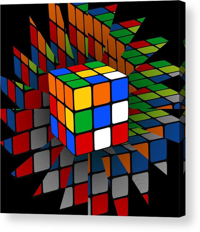 Rubiks Cube Acrylic Print featuring the digital art Rubik's Cube by Chris Butler
