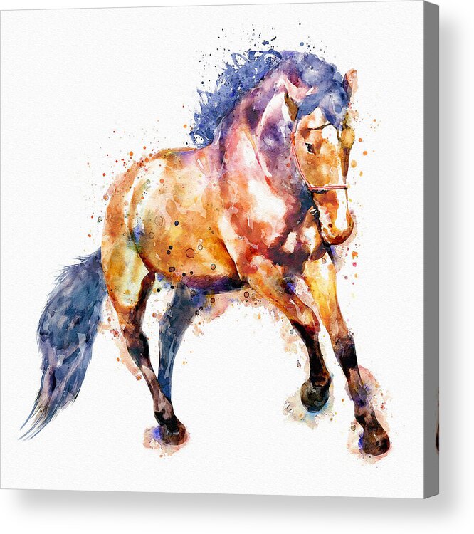 Marian Voicu Acrylic Print featuring the painting Running Horse by Marian Voicu