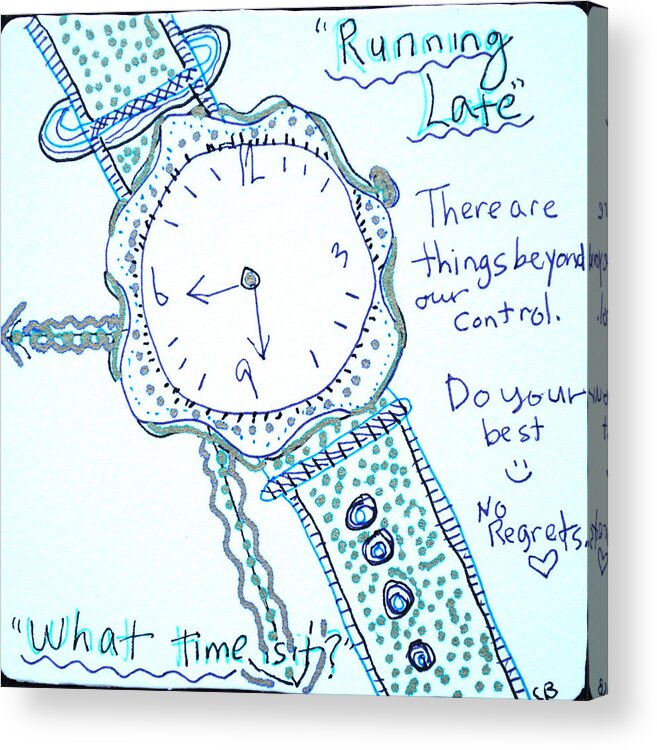 Zentangle Acrylic Print featuring the drawing On Time by Carole Brecht