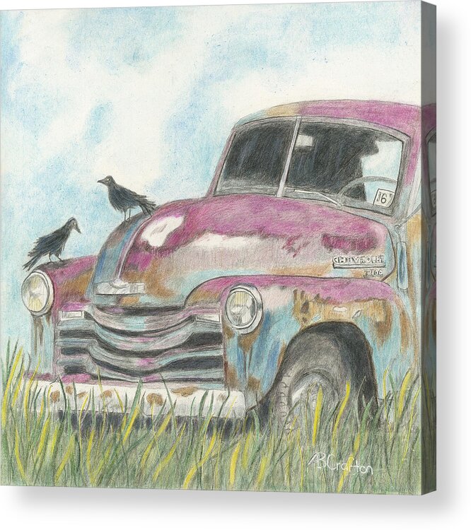 Truck Acrylic Print featuring the drawing Rust In Peace by Arlene Crafton