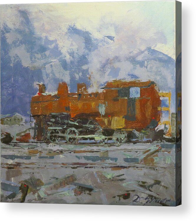Steam Locomotive Acrylic Print featuring the painting Rusty Loco by David Gilmore