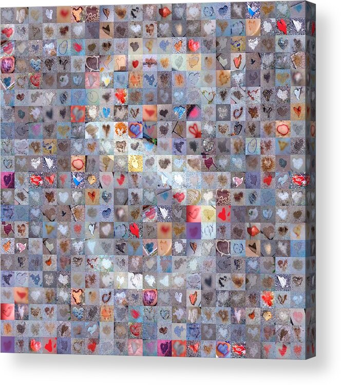 Found Hearts Acrylic Print featuring the digital art S in Confetti by Boy Sees Hearts