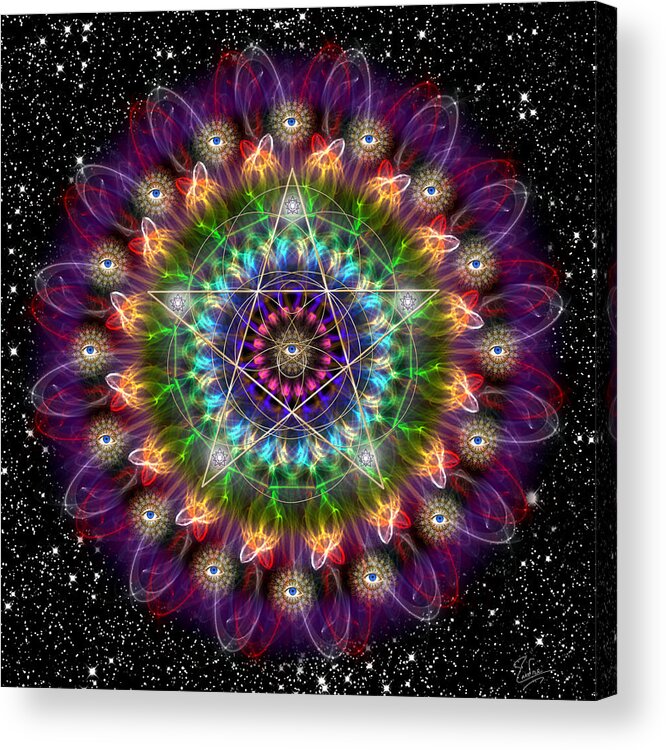 Endre Acrylic Print featuring the digital art Sacred Geometry 446 by Endre Balogh