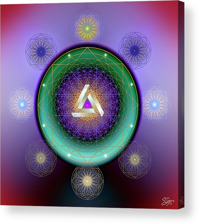 Endre Acrylic Print featuring the digital art Sacred Geometry 662 by Endre Balogh