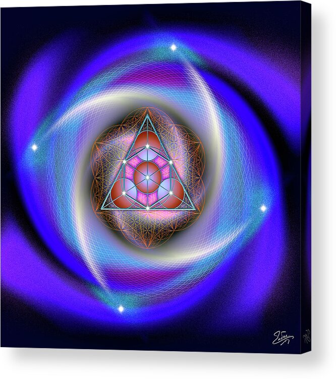 Endre Acrylic Print featuring the digital art Sacred Geometry 687 by Endre Balogh