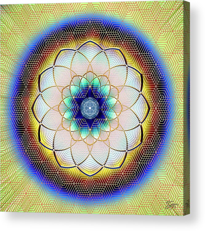 Endre Acrylic Print featuring the digital art Sacred Geometry 723 by Endre Balogh