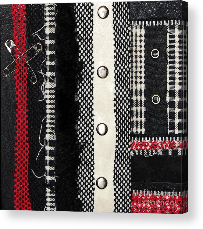 Punk Acrylic Print featuring the mixed media Safety Pins by Roseanne Jones