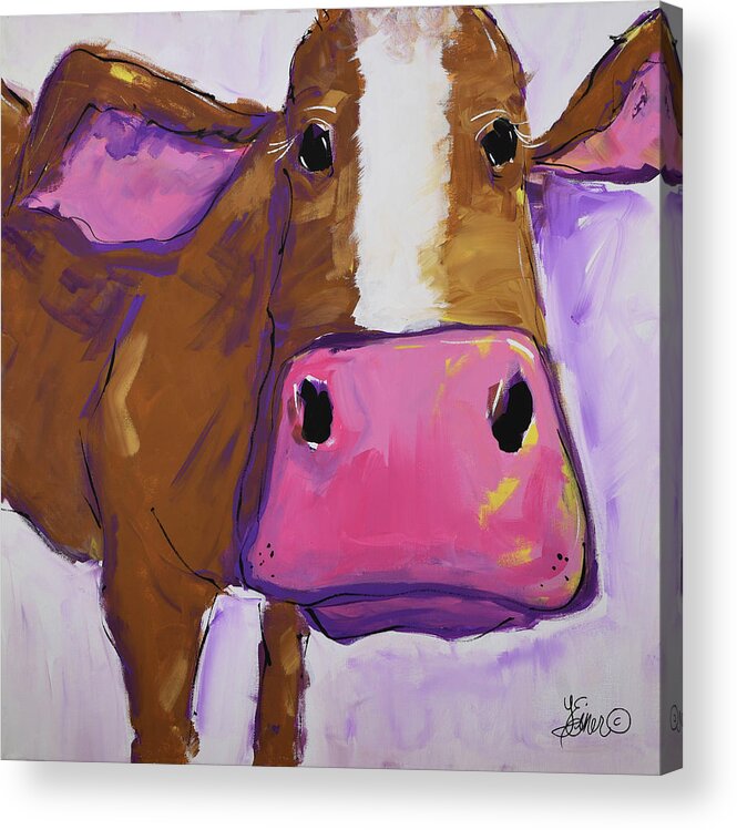 Cow Acrylic Print featuring the painting Sally by Terri Einer