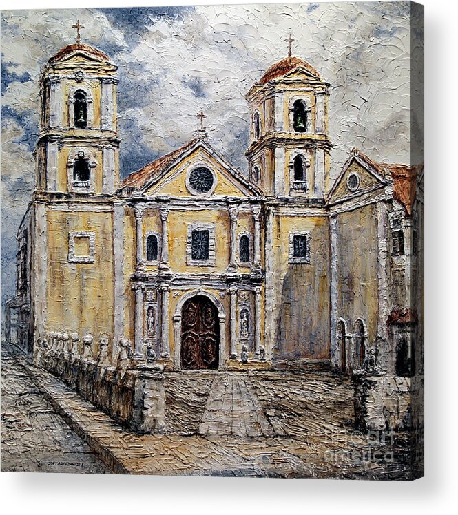 Churches Acrylic Print featuring the painting San Agustin Church 1800s by Joey Agbayani