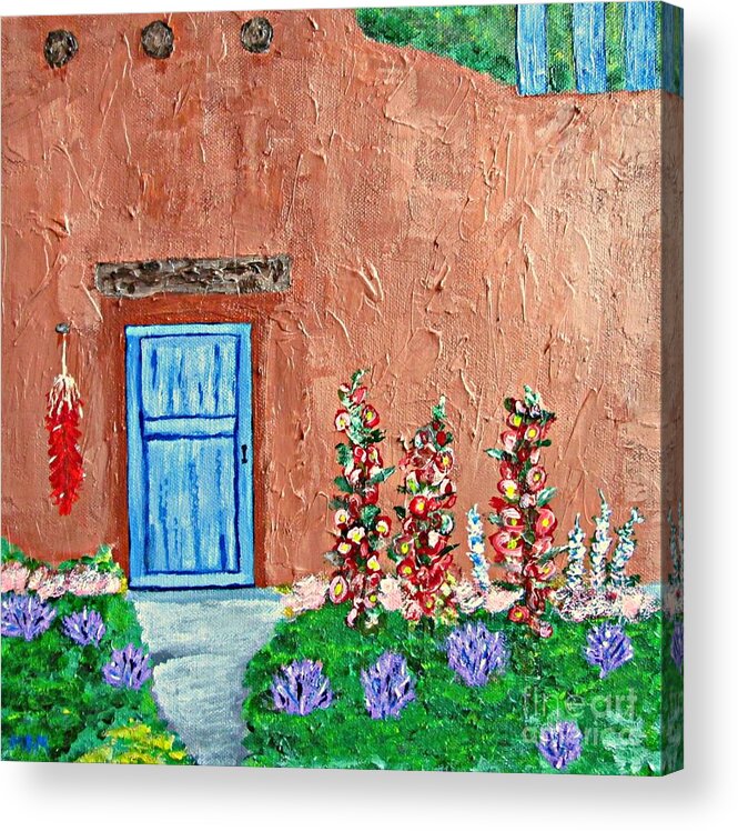 Adobe Home Acrylic Print featuring the painting Santa Fe Adobe by Mary Mirabal