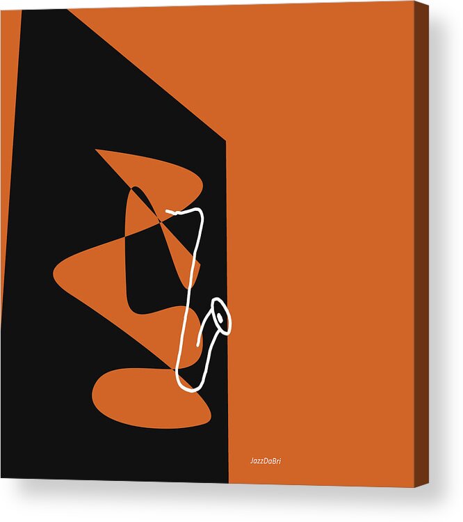Jazzdabri Acrylic Print featuring the digital art Saxophone in Orange by David Bridburg