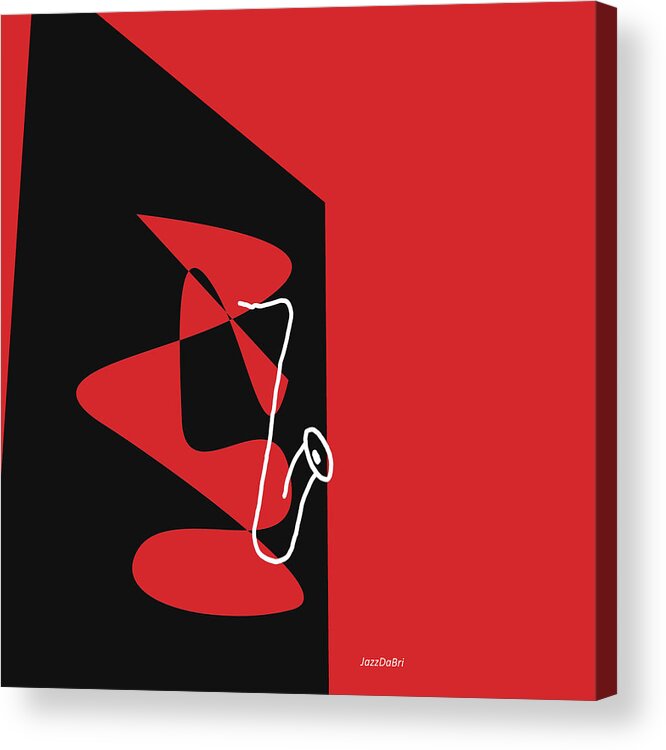 Jazzdabri Acrylic Print featuring the digital art Saxophone in Red by David Bridburg