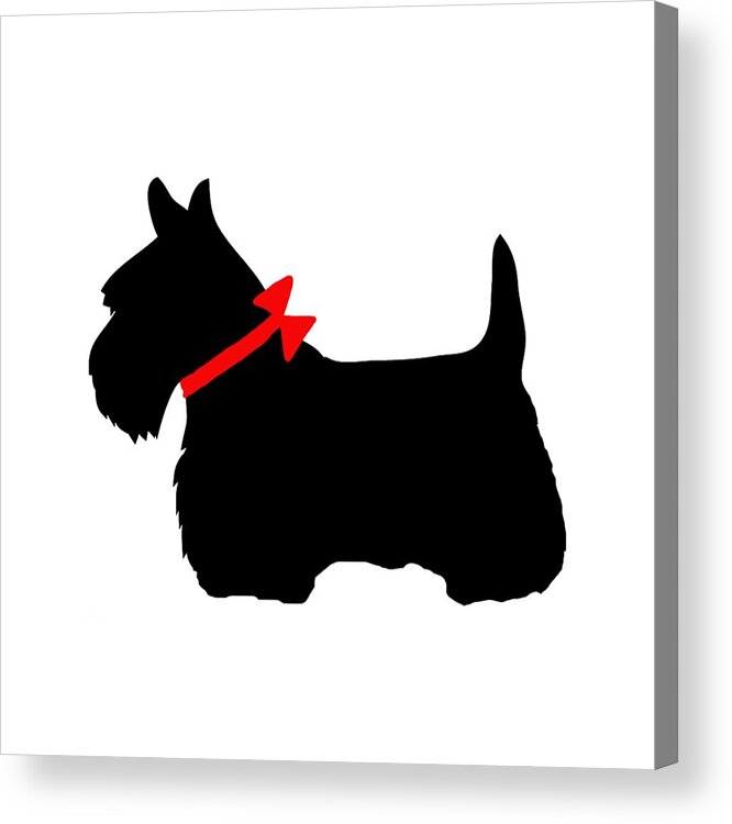 Scotty Dog Acrylic Print featuring the digital art Scotty Dog with Red Bow by Marianna Mills