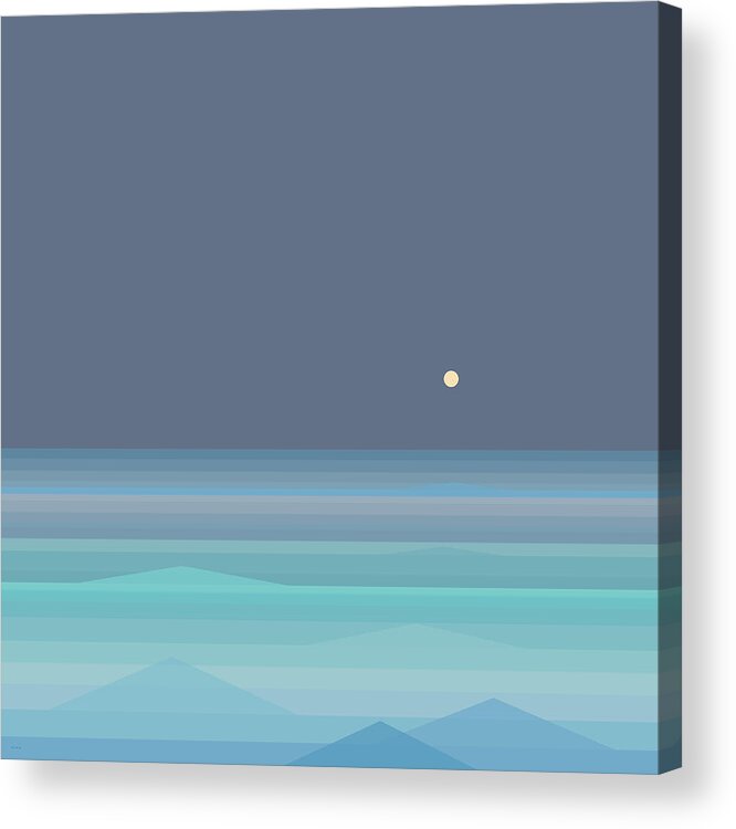 Seafoam Moonrise Acrylic Print featuring the digital art Seafoam Moonrise by Val Arie