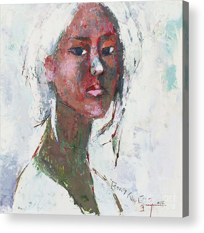 Oil Acrylic Print featuring the painting Self Portrait 1503 by Becky Kim