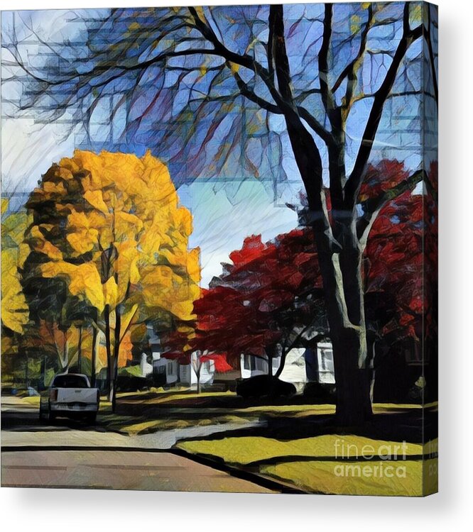 Neighborhood Acrylic Print featuring the photograph Seneca Parkway Autumn by Jodie Marie Anne Richardson Traugott     aka jm-ART