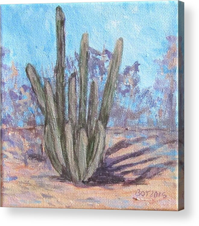 Cactus Acrylic Print featuring the painting Senita Cactus by Barbara O'Toole