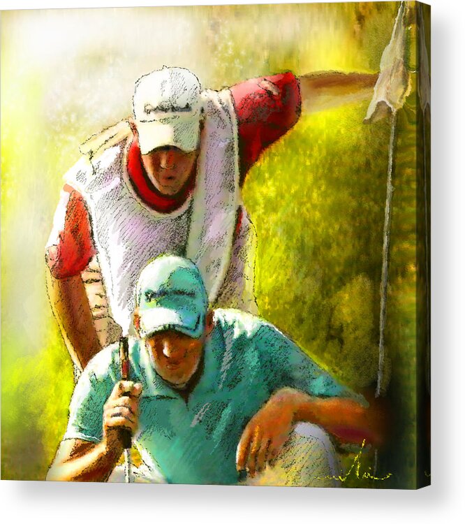 Sport Acrylic Print featuring the painting Sergio Garcia in the Madrid Masters by Miki De Goodaboom