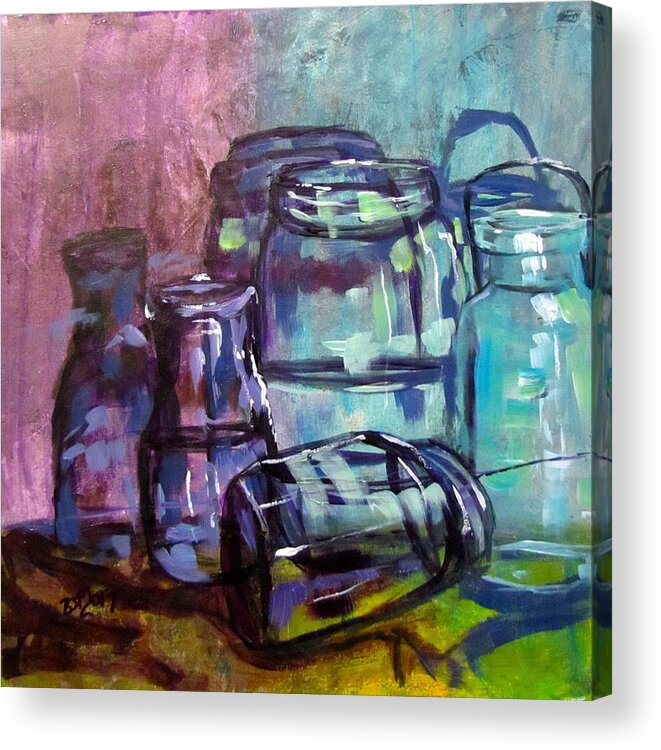 Glass Acrylic Print featuring the painting Shadows through Glass by Barbara O'Toole