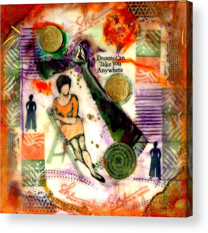 Wood Acrylic Print featuring the mixed media She Remained True by Angela L Walker