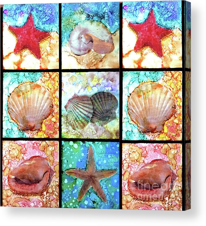 Sea Shells Acrylic Print featuring the painting Shells X 9 by Alene Sirott-Cope