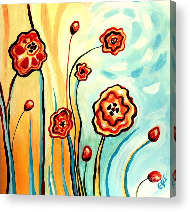 Floral Acrylic Print featuring the painting Sherbert and Powder Blue Skies by Elizabeth Robinette Tyndall
