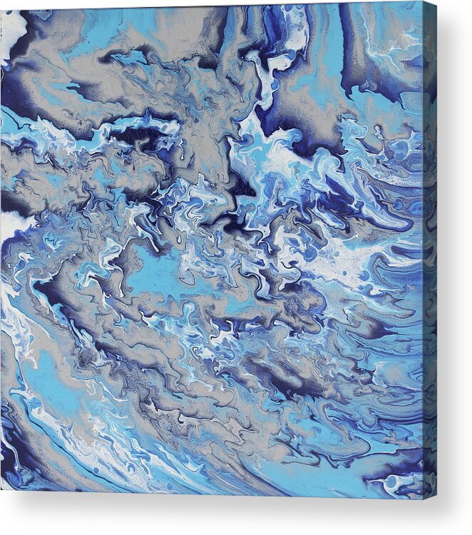Silver Acrylic Print featuring the painting Shimmering Waters by Tamara Nelson