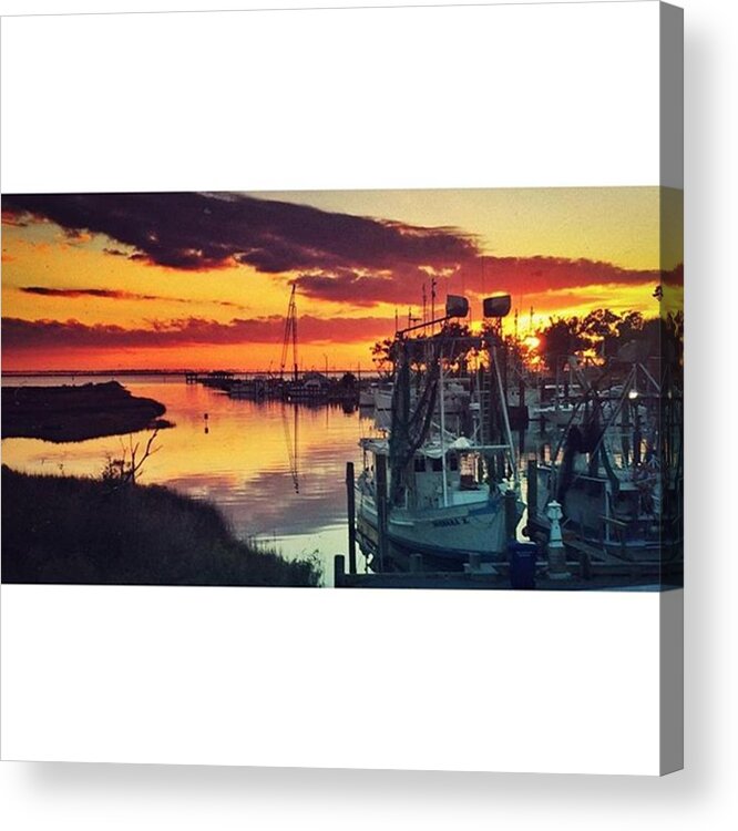 Iphone6 Acrylic Print featuring the photograph Shrimp Boat Sunset #boats #harbor by Joan McCool