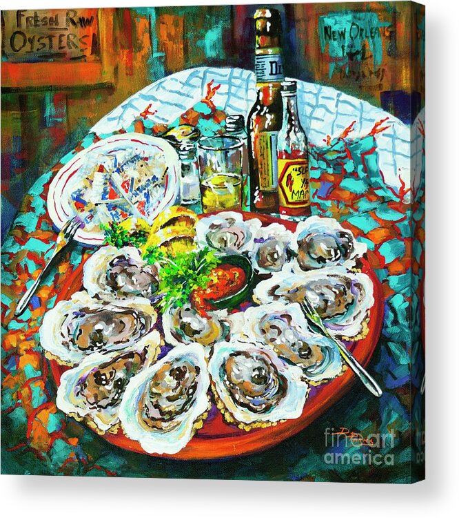 New Orleans Art Acrylic Print featuring the painting Slap dem Oysters by Dianne Parks