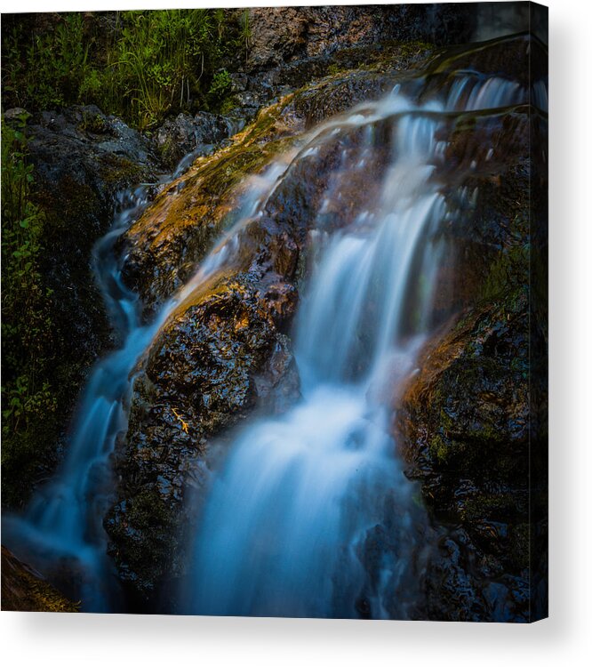 Waterfall Acrylic Print featuring the photograph Small Mountain Stream Falls by Chris McKenna