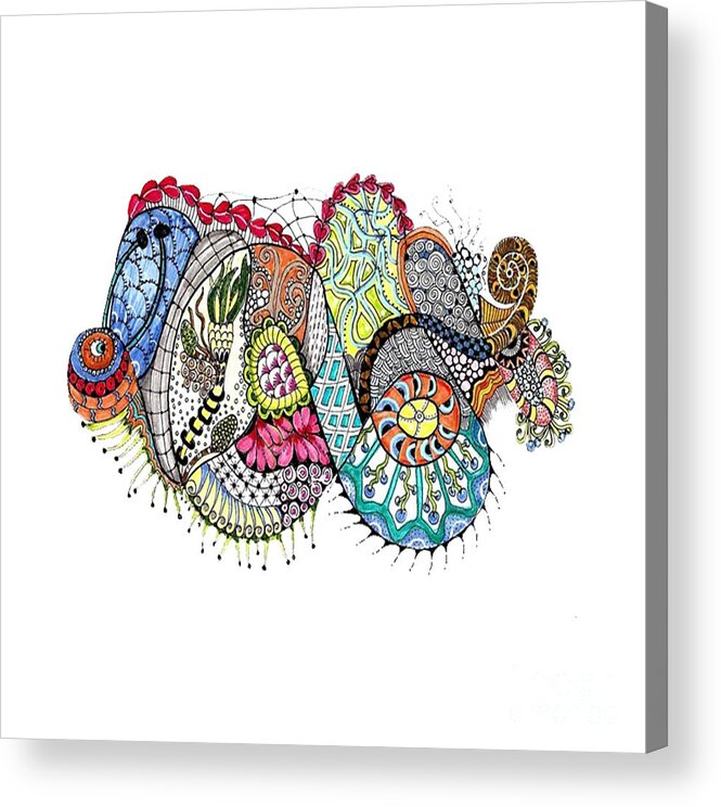 Zentangles Acrylic Print featuring the mixed media Snails Pace by Ruth Dailey