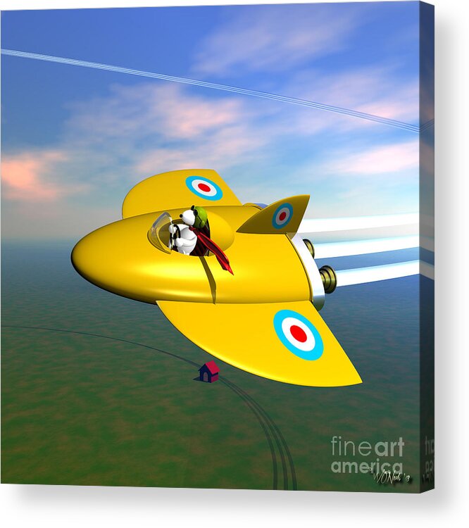 Cartoons Acrylic Print featuring the digital art Snoopy The Flying Ace by Walter Neal