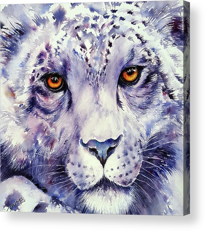 Snow Leopard Acrylic Print featuring the painting Snow Leopard by Arti Chauhan