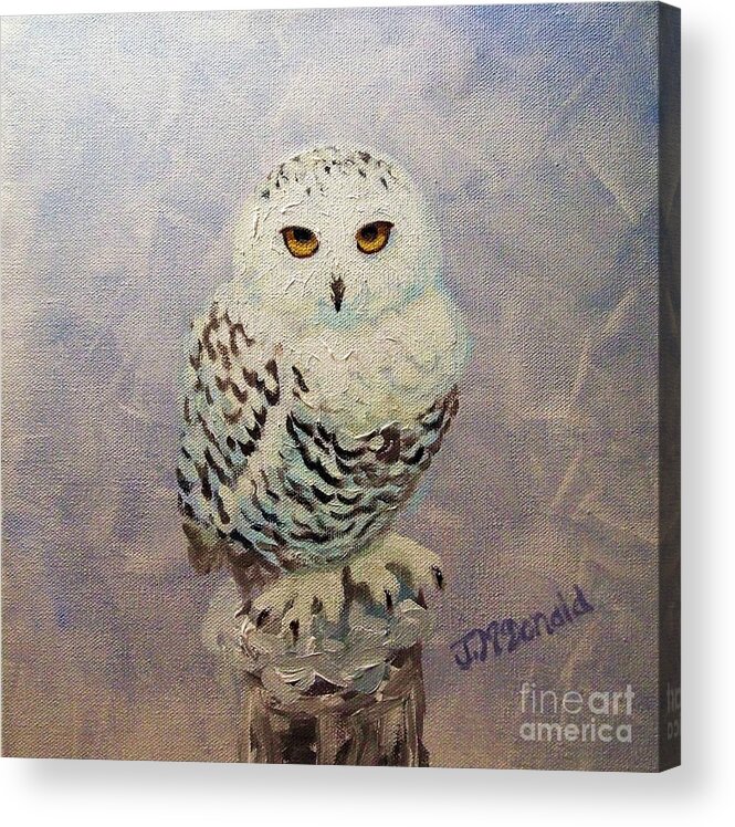 Nature Acrylic Print featuring the painting Snowy Owl by Janet McDonald