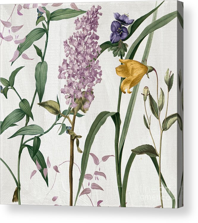 Painted Lilac Acrylic Print featuring the painting Softly Lilacs and Crocus by Mindy Sommers