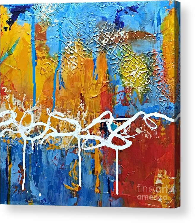 Abstract Painting Acrylic Print featuring the painting Somewhere Between no 2 by Mary Mirabal