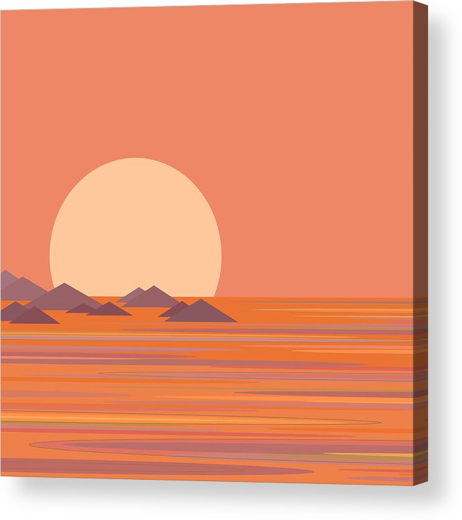 South Sea Morning Moon Acrylic Print featuring the digital art South Sea Morning Moon by Val Arie